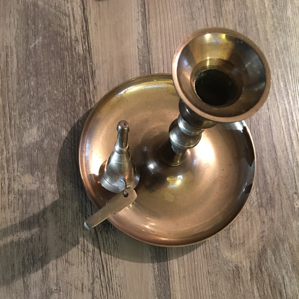 Candle Stick Holder w-Snuffer - Brass